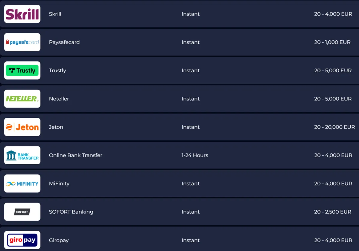 megaslot casino payments