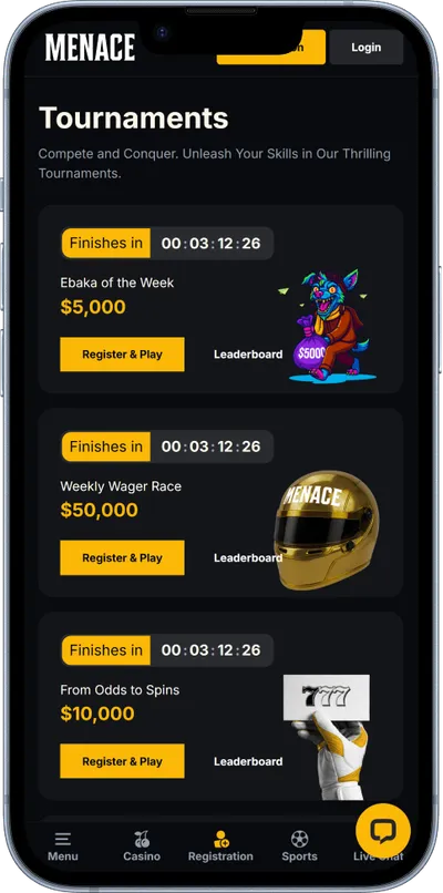 menace Casino phone screen tournaments