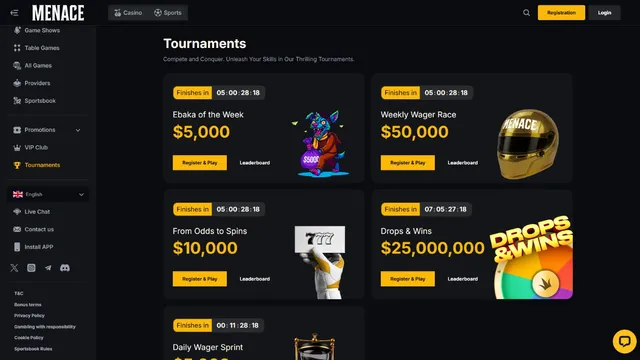 menace casino tournaments