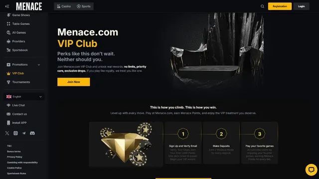 menace casino vip club