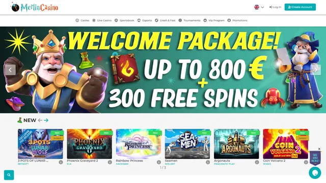 merlin casino website screen