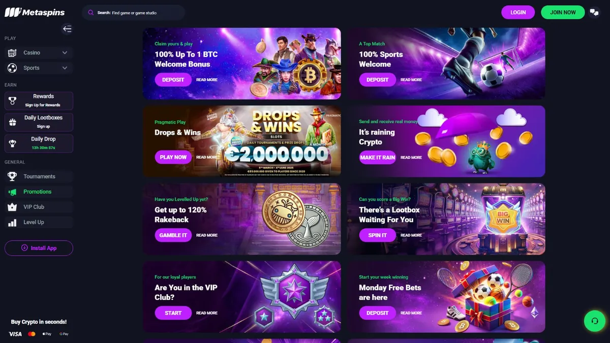 metaspins casino promotions