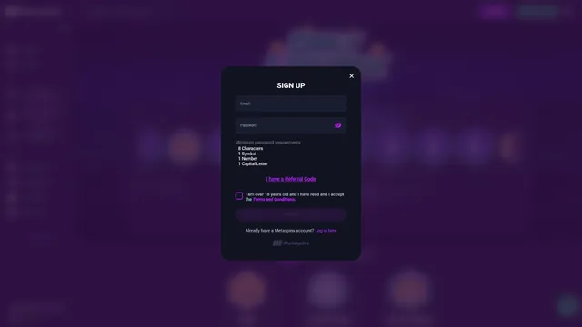 metaspins casino registration