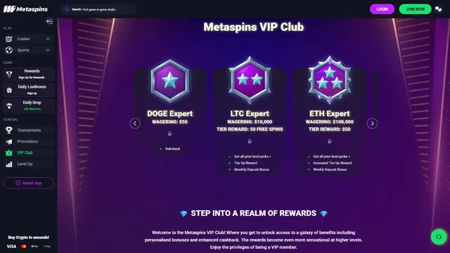 metaspins casino vip club
