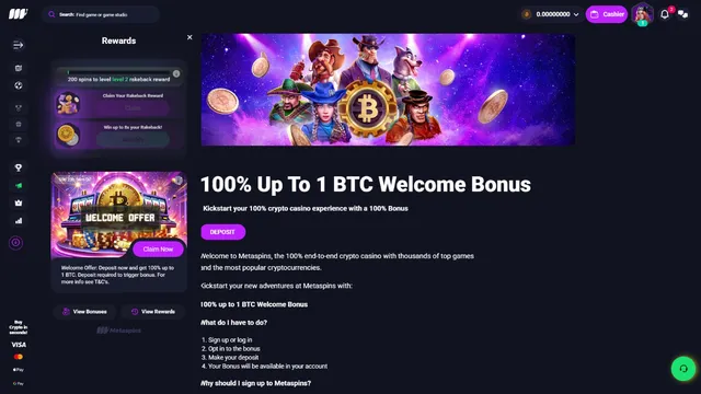metaspins casino welcome bonus