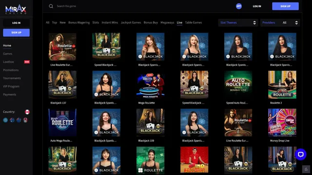 miraxcasino live games