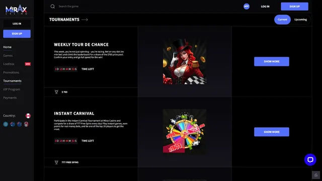 miraxcasino tournaments