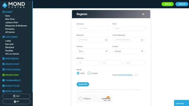 mond casino registration