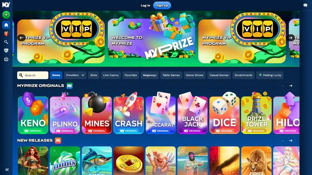 myprize casino website screen