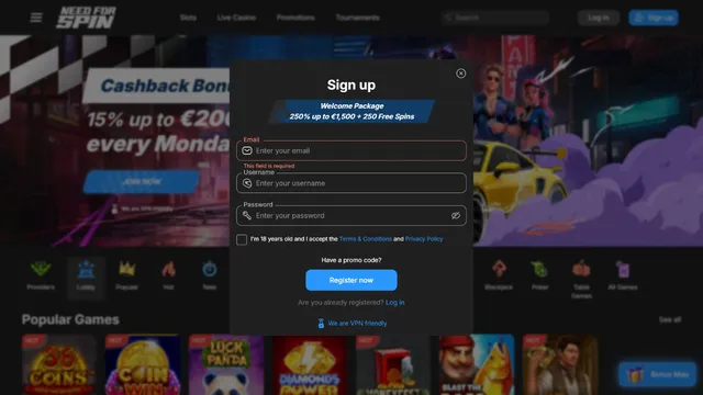 needforspin casino registration