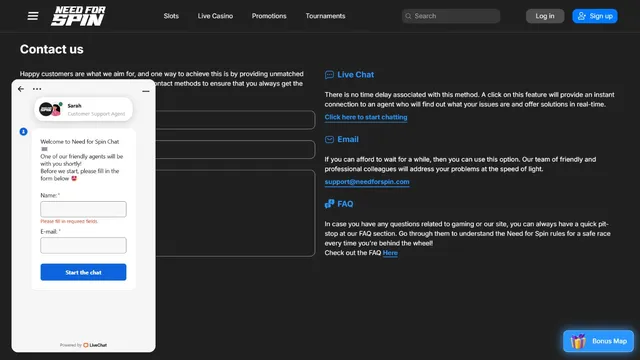 needforspin casino support