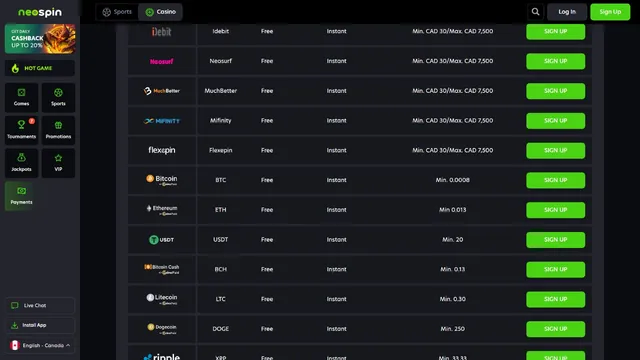 neospin casino deposit