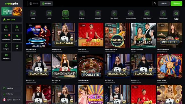 neospin casino live games