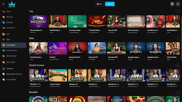 niyvi casino live games