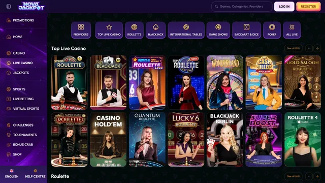 novajackpot casino live games