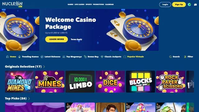 nucleonbet casino website screen