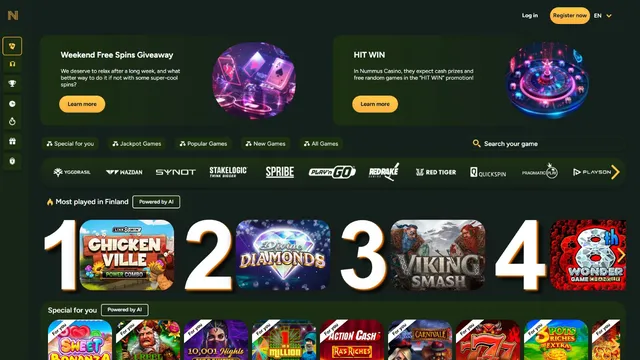 nummus casino website screen