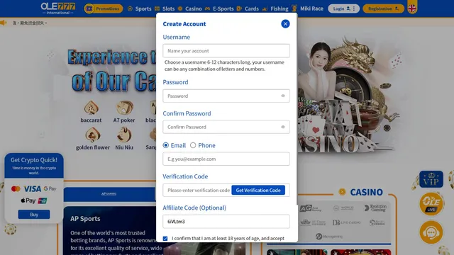 ole777 casino registration
