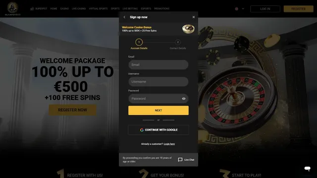 olympusbet casino registration