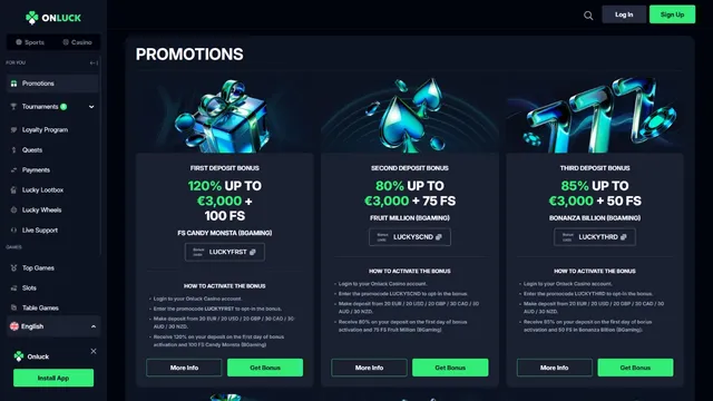 onluck casino promotions