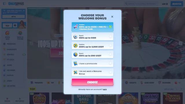 onlyspins casino registration