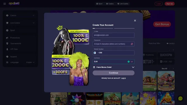 opabet casino registration