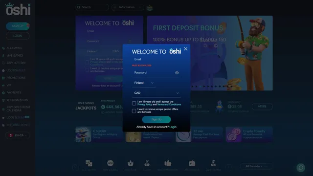 oshi casino registration