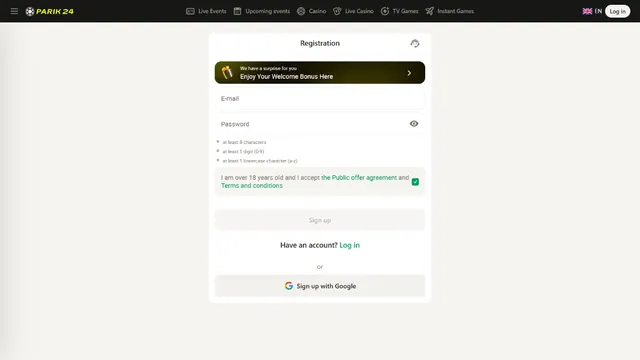 parik24 casino registration