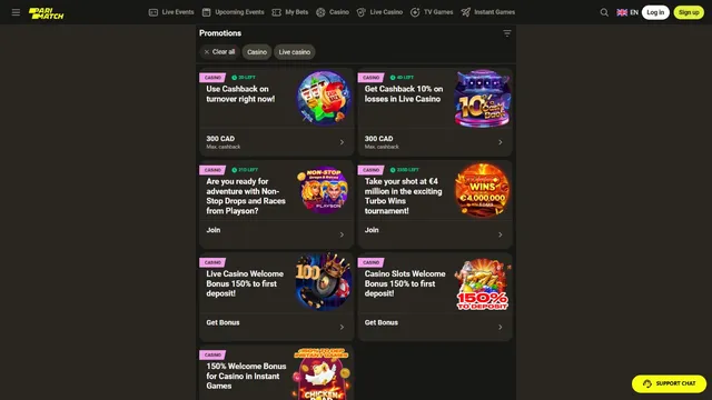 parimatch casino promotions