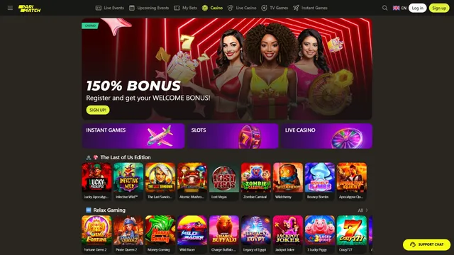 parimatch casino website screen