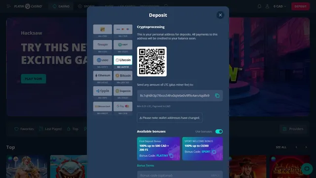 platincasino deposit