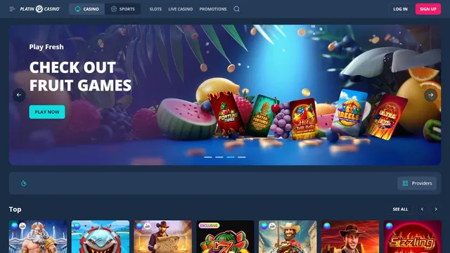 platincasino website screen