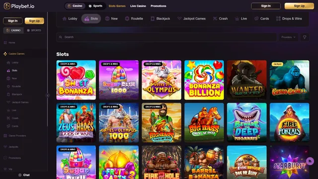 playbet.io casino games