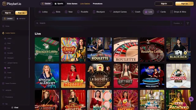 playbet.io casino live games