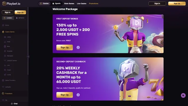 playbet.io casino promotions