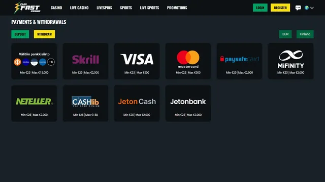playfast casino deposit