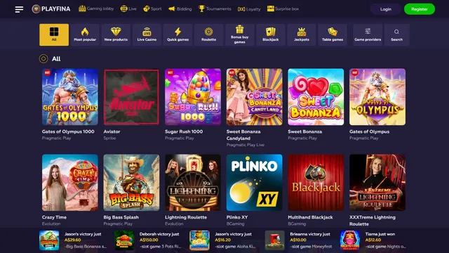 playfina casino games