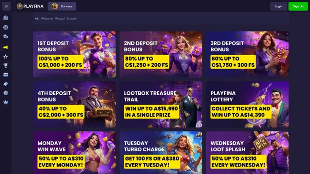 playfina casino promotions