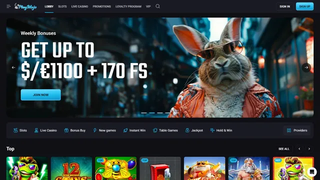 playmojo casino website screen