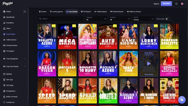 playoda casino live games