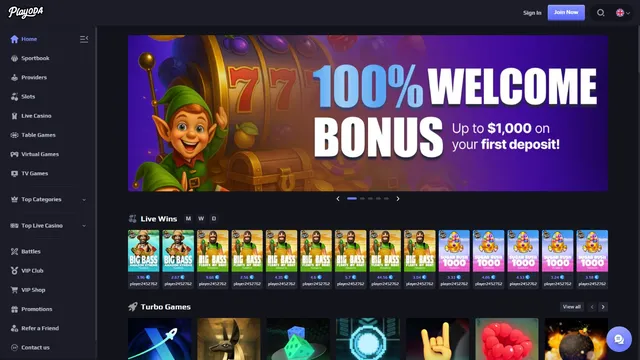 playoda casino website screen