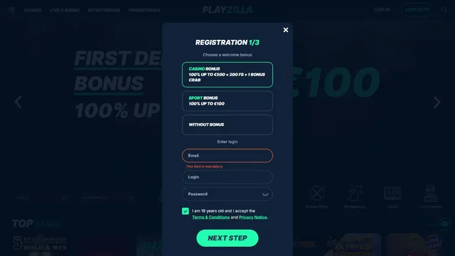 playzilla casino registration