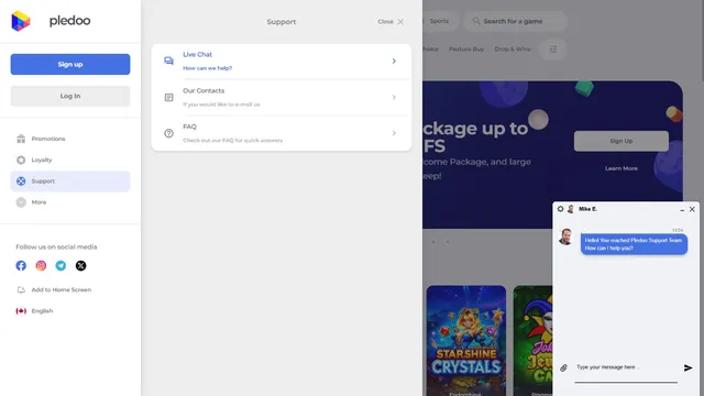 pledoo casino support