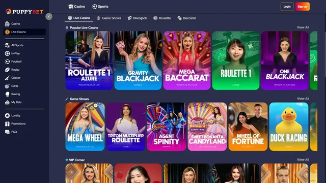 puppybet casino live games