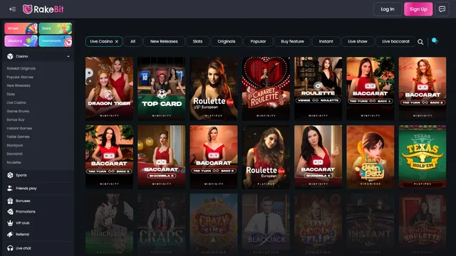 rakebit casino live games