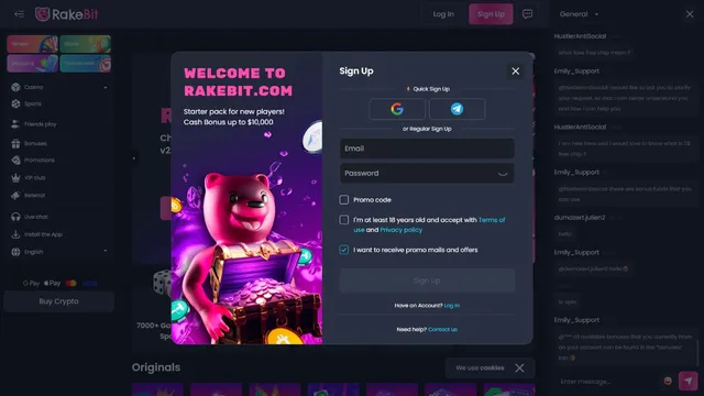 rakebit casino registration