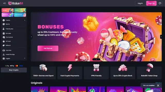 rakebit casino website screen