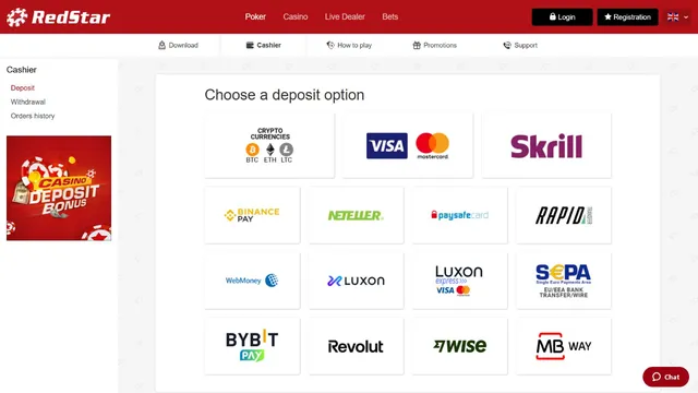 redstar casino deposit