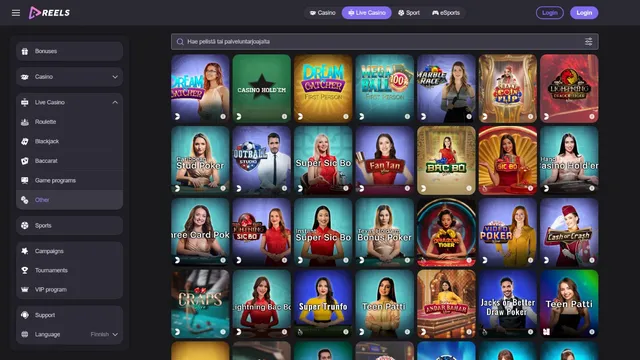 reels casino live games
