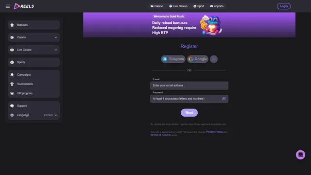 reels casino registration